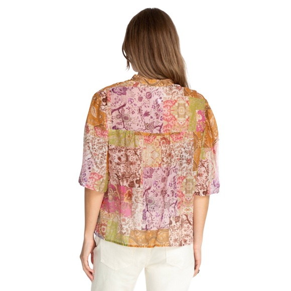 Johnny Was Bertha Top Flowy Bohemian Patchwork Shirt Size Medium - Picture 3 of 16